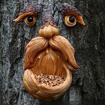 Весенняя кормушка для птиц в виде ствола дерева, уличный декоративный элемент, украшение в виде ствола дерева, кормушка для птиц в виде ствола дерева, ствол дерева