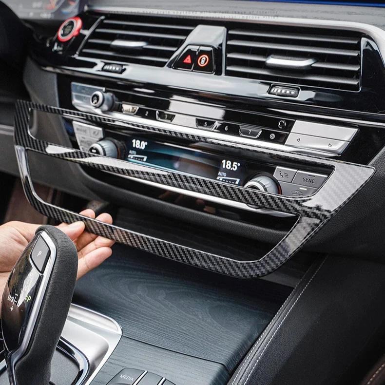 Для BMW 5 серии G30 G38 2018-2023 Панель накладки на центральную консоль и приборную панель из углеродного волокна Наклейки Декоративные Аксессуары для тюнинга интерьера