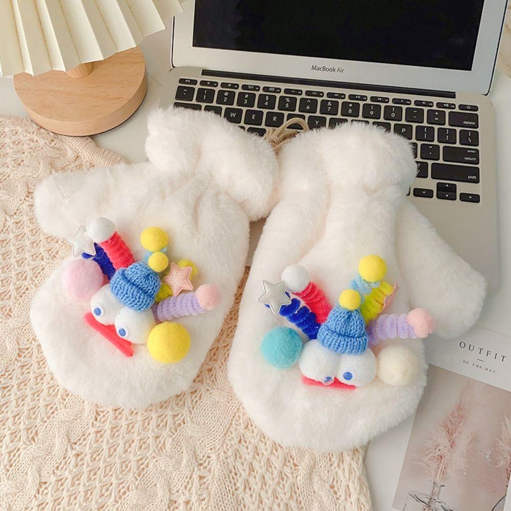 Fluffy Plush Gloves Warm Mitten Gloves Cute Winter Gloves for Women