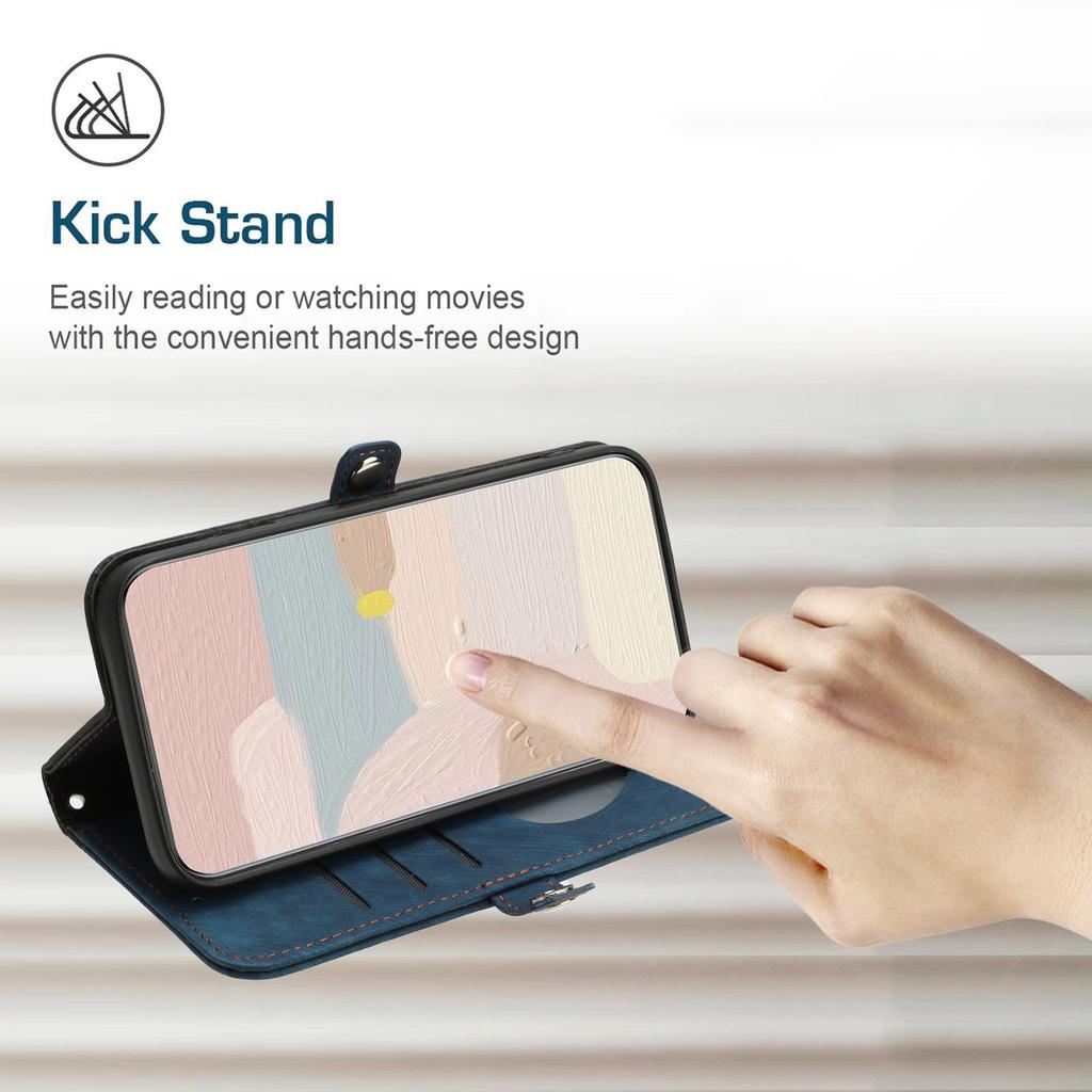 For Samsung Galaxy A17 PU Leather Case with Strap Phone Cover Stand Side Magnetic Button Design