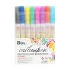 Dual-Tip Metallic Outline Pens Fluorescent Marker with Colorful Borders Smooth Tip Highlighters for Cards Crafts & Notes