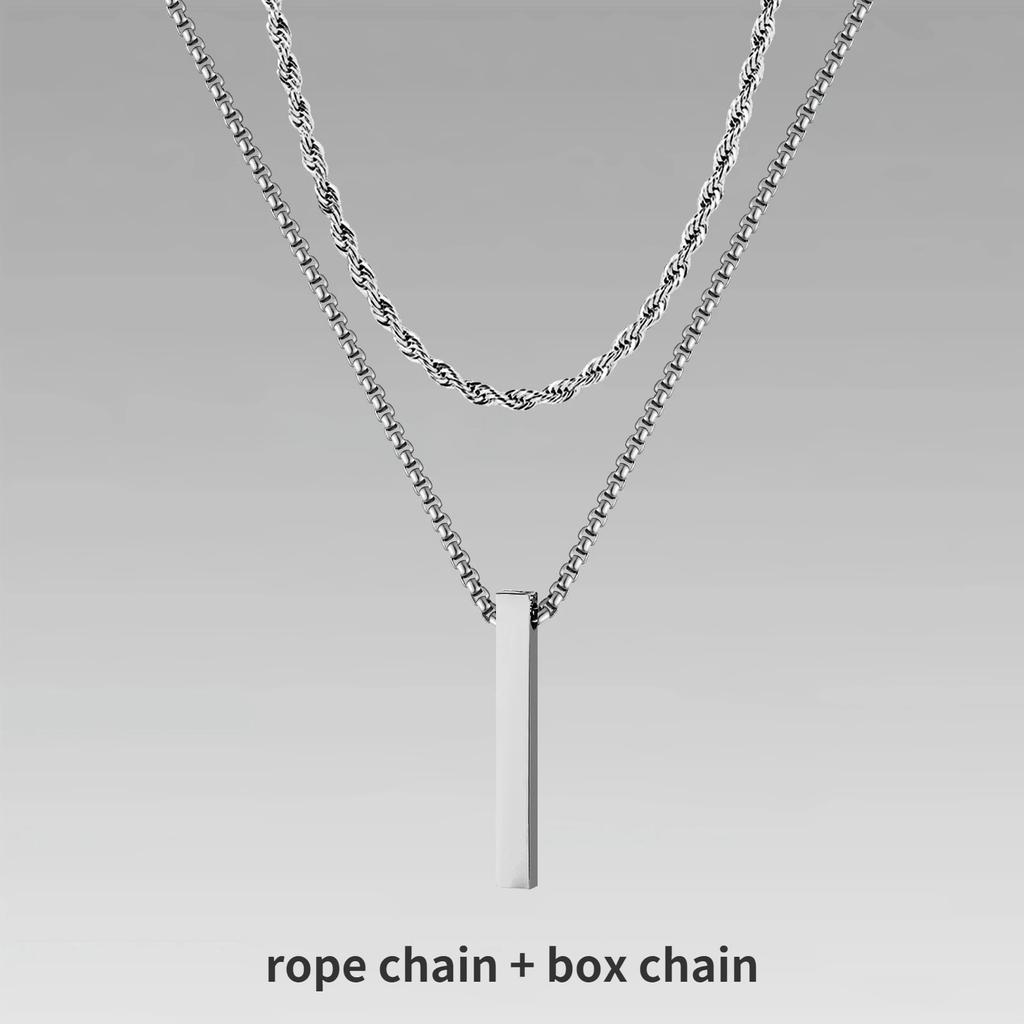 Мужские ожерелья с вертикальными полосками Vnox 3D, многослойная геометрическая подвеска из нержавеющей стали, кубинская цепочка из многослойной пшеничной веревки, ошейник для мальчика