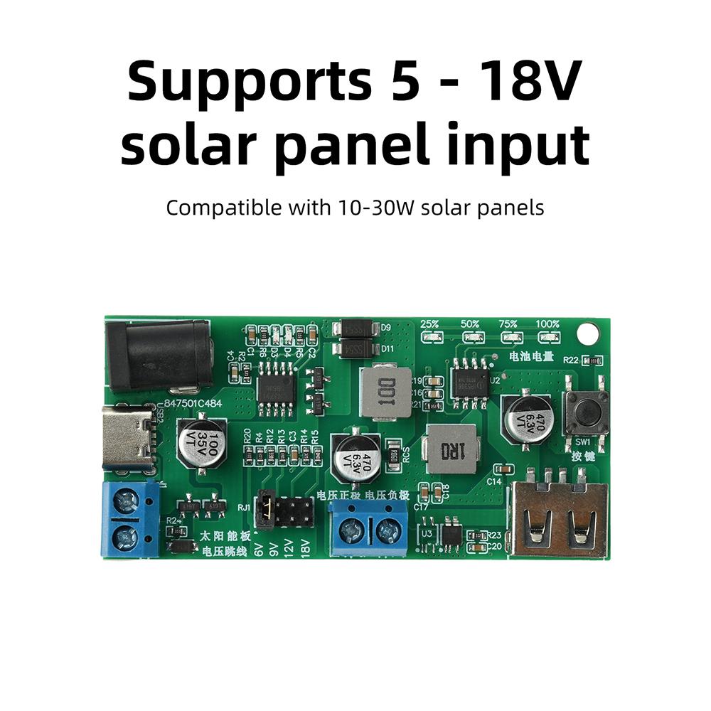 Плата контроллера заряда от солнечных батарей MPPT DC 5-18V 2.5A с USB-выходом 5V/2.1A, подходит для 3.7V литий-ионного аккумулятора