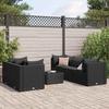 VidaXL Garden Lounge Set 6 Pcs with Cushions Black Wicker, Outdoor Sofa Set, Garden Corner Sofa, 3308019