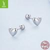 Exquisite Mini Heart-Shaped Threaded Stud Earrings For Women, Simple Love S925 Sterling Silver Plain Silver Earrings.
