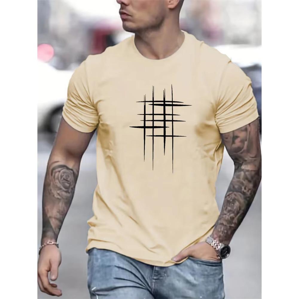 Simple Line Graphic T Shirts For Men Summer Fashion Short Sleeve O Neck 3D Printed T-shirts Loose Casual Breathable Tees Tops