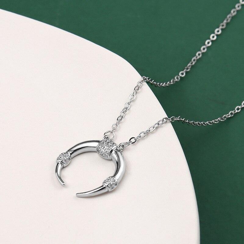 Ожерелье из стерлингового серебра 925 пробы с луной для женщин, ожерелья с подвеской в виде полумесяца на ключице