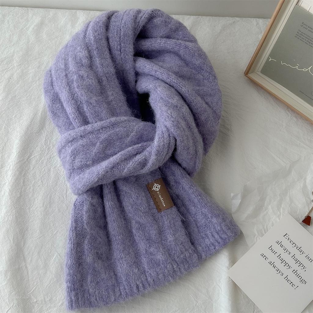 Новый вязаный шерстяной вязаный кашемировый шарф для женщин и пар, новый универсальный однотонный шарф для зимы