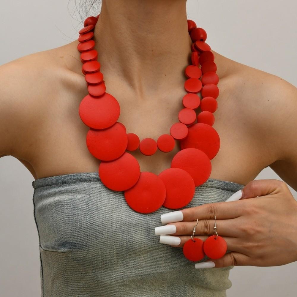 Chunky Necklace Earrings Set Necklace Round Necklace Fashion Jewelry Set Beach