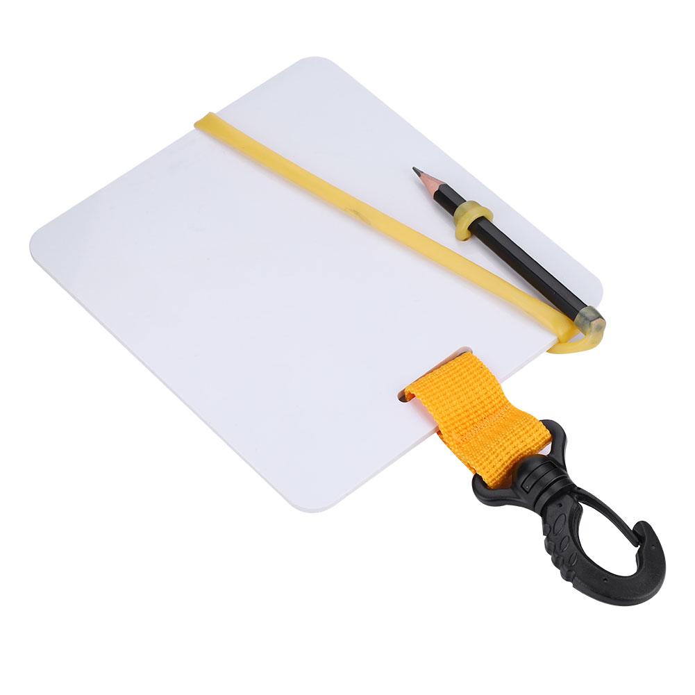 Underwater Writing Slate Board with Swivel Clip and Pencil for Water Sports Diving Swimming