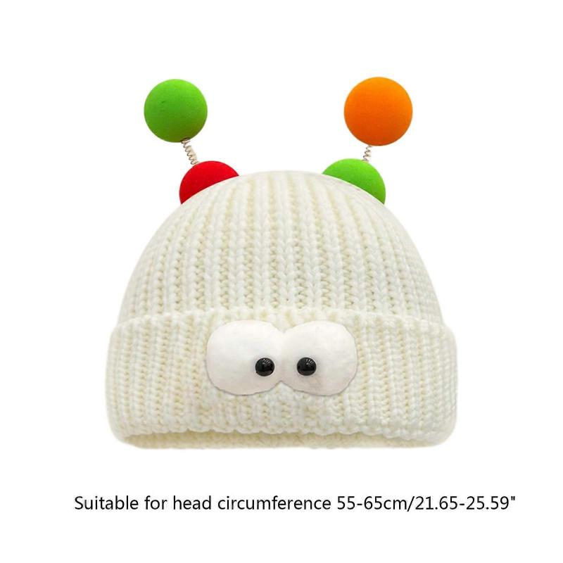 Cartoon Monsters Beanie Adult Elastic Hat Winter Warmer Knitted Hat Cold Winter Presents for Students Teenagers Skiing rose Red