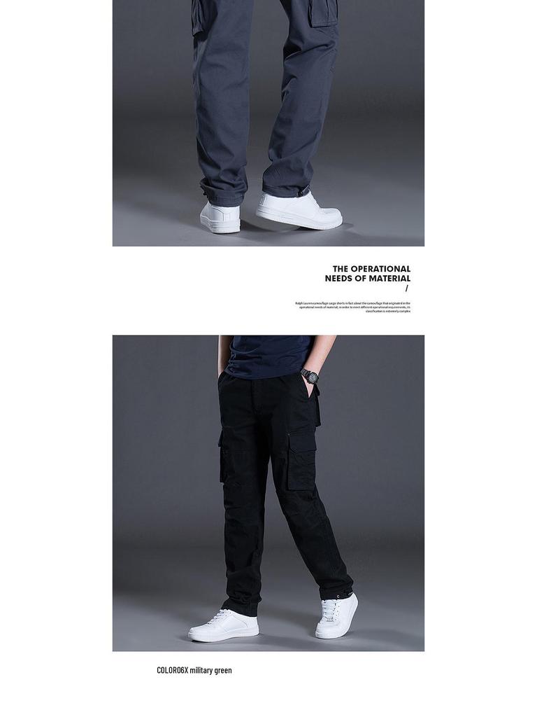 Men's Multi-Pocket Cargo Pants for Summer, Spring, and Autumn - Loose, Straight-Leg Casual Trousers