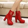 Fashion Lace Up Women‘s Ankle Boots Platform Fashion Heels Short Boot Female Leather Black Red White Fetish Party Dance Shoes Large Size