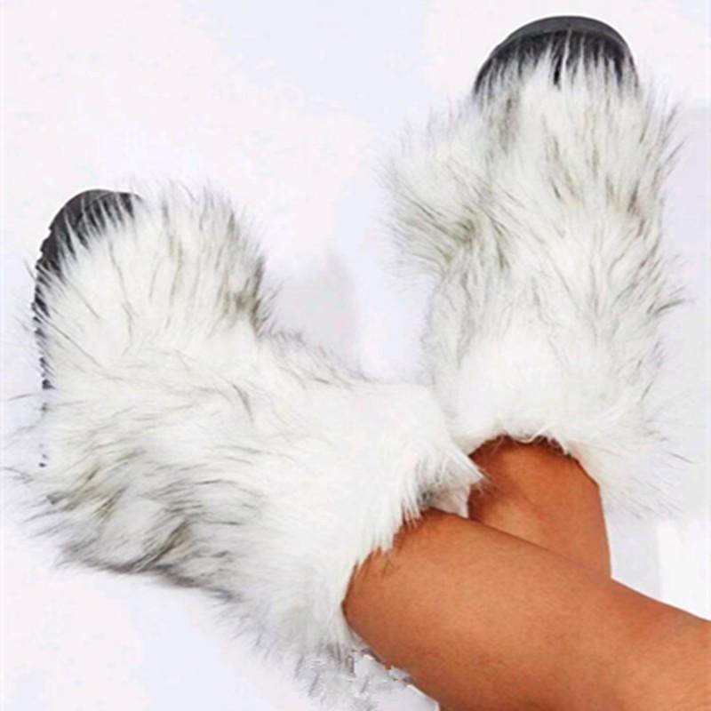 Мода 2024 года, новые женские пушистые сапоги из искусственного меха лисы, женские плюшевые теплые зимние сапоги, роскошная обувь для девочек, меховые сапоги из модной зимней обуви