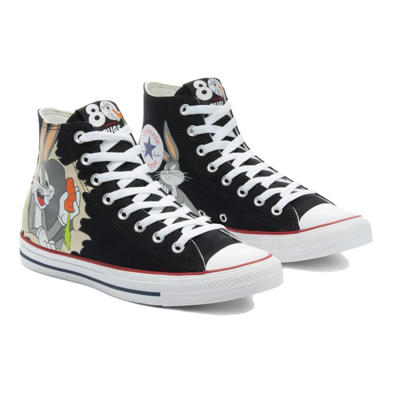 Багз Банни x Converse Chuck Taylor All Star Шнуровка Круглый Носок Высокие Канвас Унисекс Черный