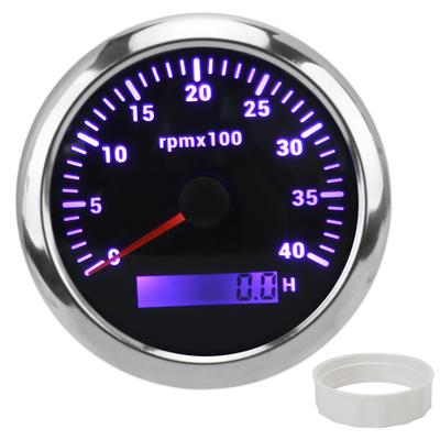 85мм Тахометр 4000 об/мин Водонепроницаемый IP67 с 7-цветной подсветкой для автомобиля, лодки, автодома, яхты, черный