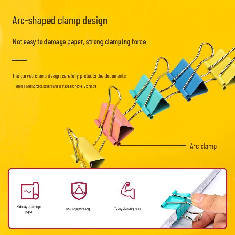 Deli 32mm Assorted Color Metal Binder Clips, 24-Count