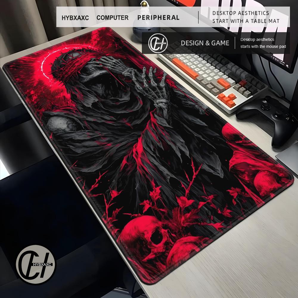 Red Rose Skull Gaming Mouse Pad Gothic Skull Celestial Design Mousepad Xxl Antislip Keyboard Accessories Office Laptop Desk Mat