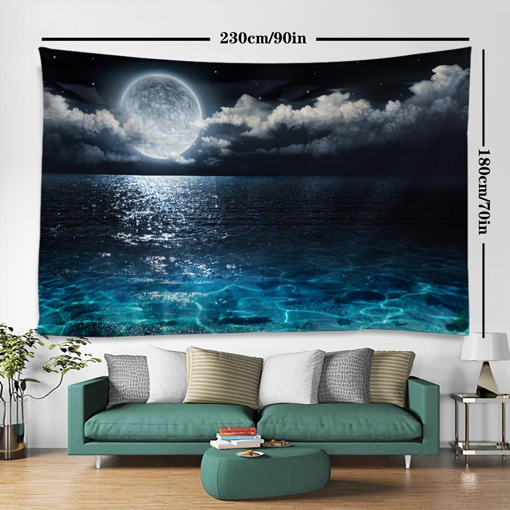 A beautiful lake and moon background tapestry made of polyester fiber suitable for living room bedroom and office.