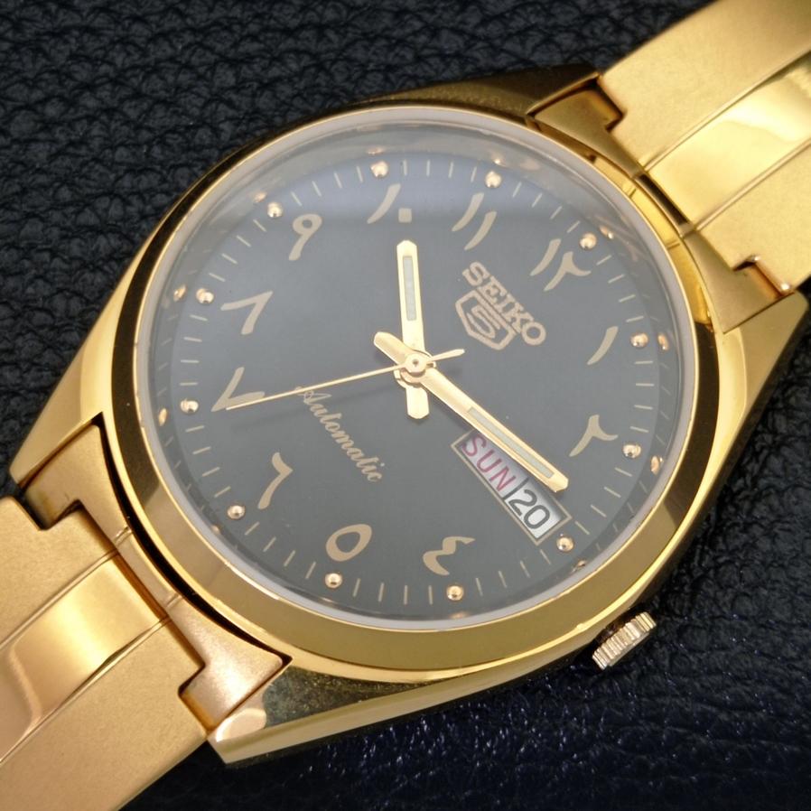 ВОССТАНОВЛЕННЫЕ АВТОМАТИЧЕСКИЕ МУЖСКИЕ ЧАСЫ SEIKO 5 JAPAN 6309A С ЧЕРНЫМ ЦИФЕРБЛАТОМ В АРАБСКОМ СТИЛЕ a427207-2