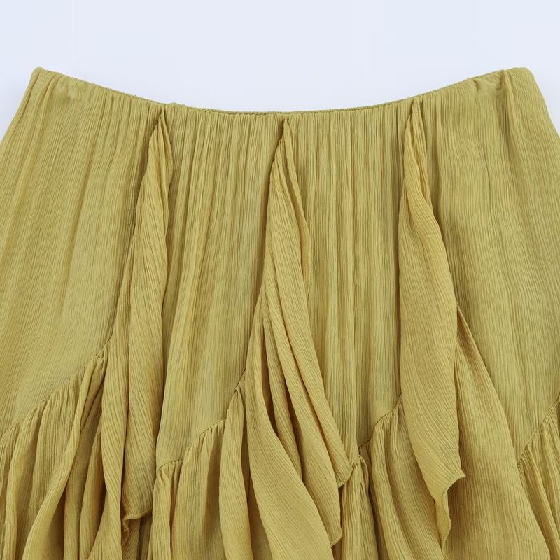 Kaslead New Women Clothes Western Style Fashion Simple Laminated Decorative Skirt 0148042 515