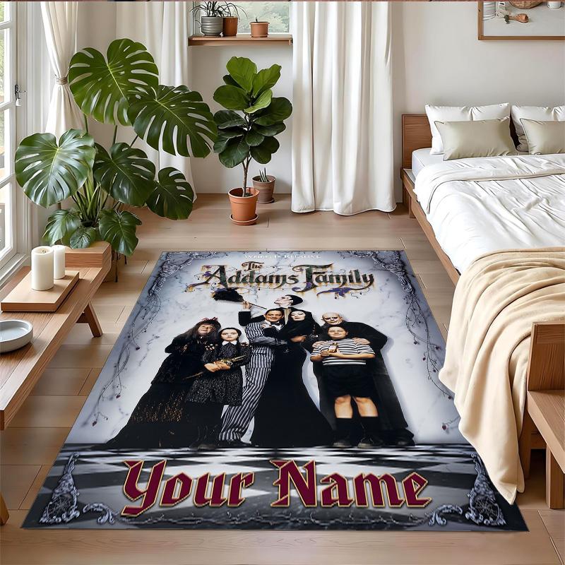 Crystal Velvet Rug Custom Name Text, Soft Non Slip Floor Mat Home DecorThe Addams Family