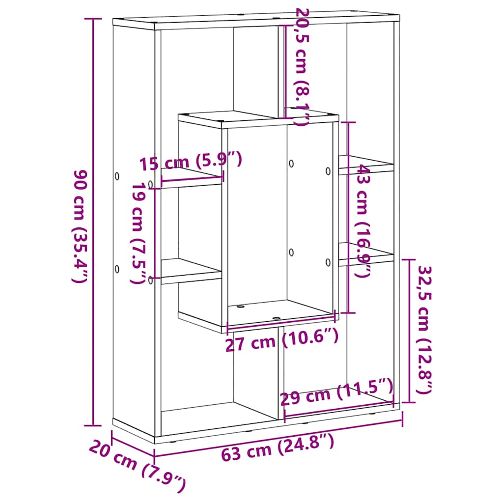White Bookshelf 63 x 20 x 90 cm Particleboard