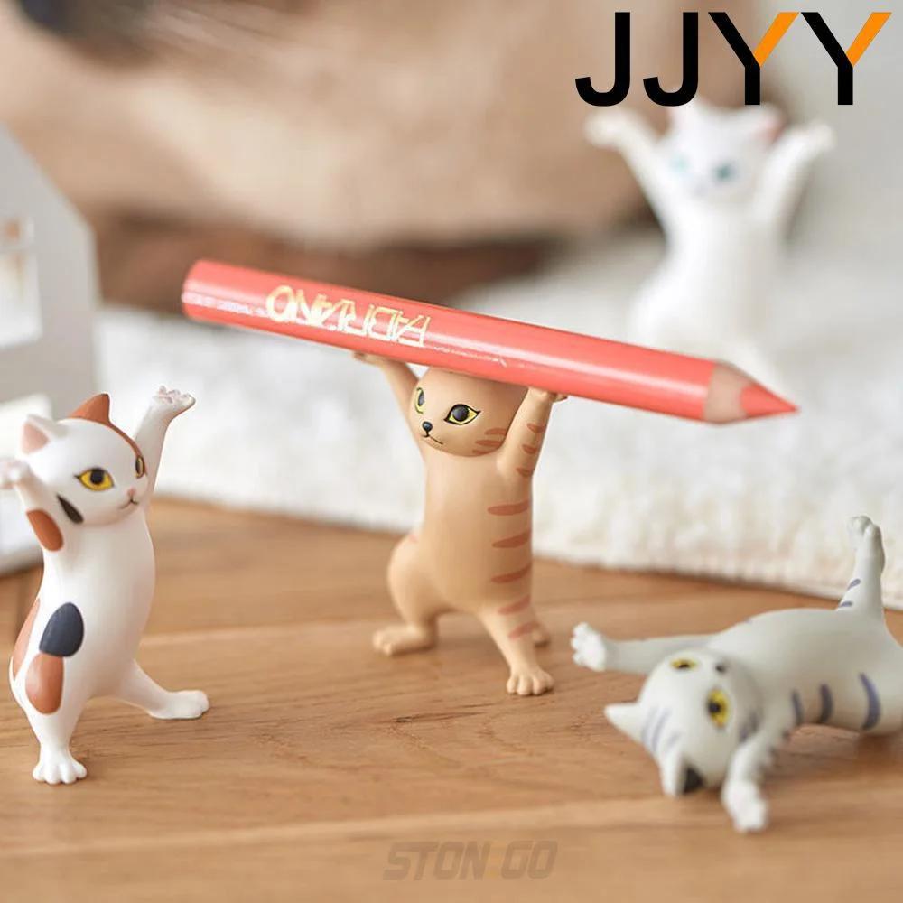 Подставка для ручек в виде кошки Ручная работа Кукла Игрушка Пасхальный подарок Декор для дома Украшение для книжной полки Статуэтка животного Миниатюрная фигурка Настольное украшение