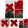 Christmas Tree Topper With Red Flannel Fabric Star And Bow For Holiday Decor