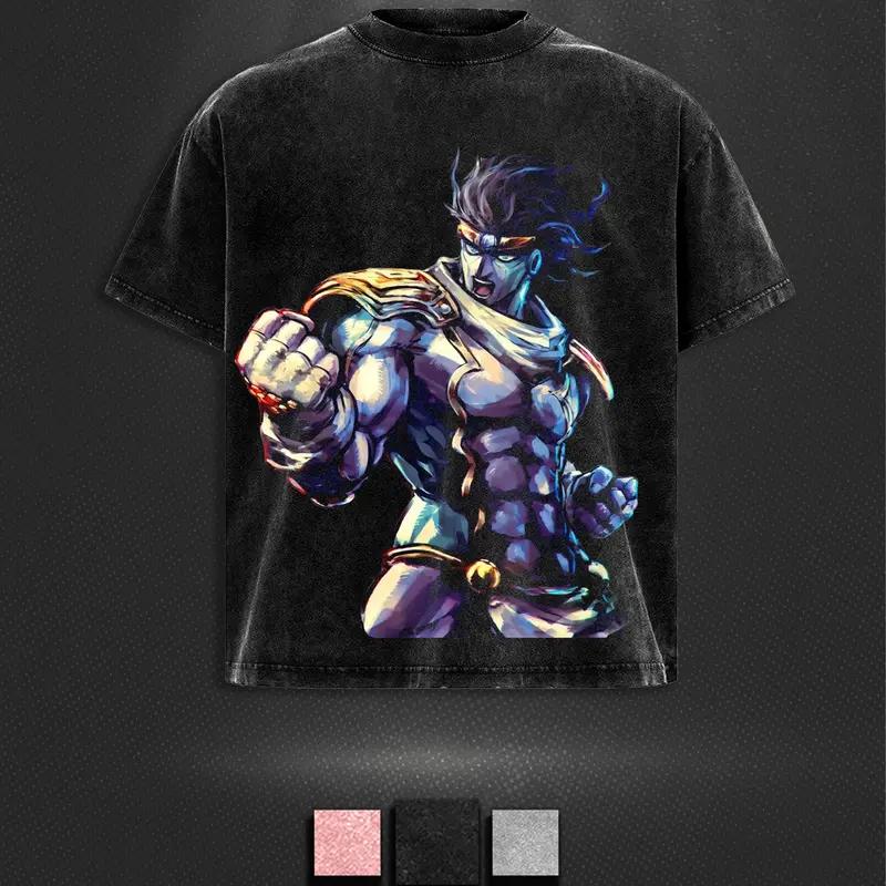 JoJo's Bizarre Adventure Killer Queen Графическая футболка Мужская Женская Одежда Хлопковые Футболки с Коротким Рукавом Стираные Винтажные Уличная Одежда