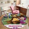 Masha and The Bear Print Round Rug, Washable Floor Carpet, For Entryway Dorm Laundry Room Office Study, Home Decor Birthday Christmas Gift