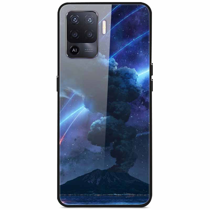 Закаленное Стекло Чехол для Oppo Reno5 Lite Жесткая Задняя Крышка для Oppo Reno 5 Lite Роскошный Расписной Reno5Lite Funda 6.43'' Ударопрочный