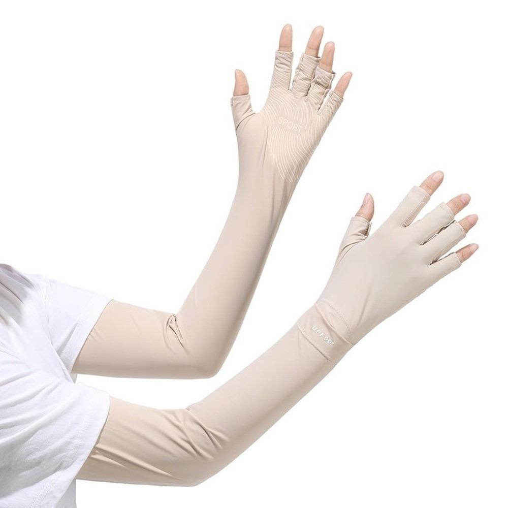 Solid Color Ice Silk Arm Sleeve Sun Protection Summer Arm Cover Women's Gloves Long Sleeve  Men