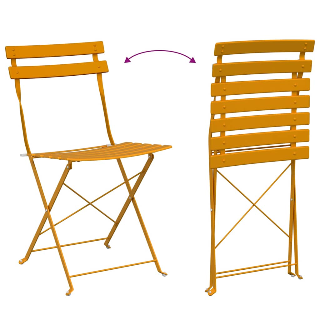 Folding Garden Chair 2 pcs Mustard Yellow 42 x 46 x 82 cm Metal