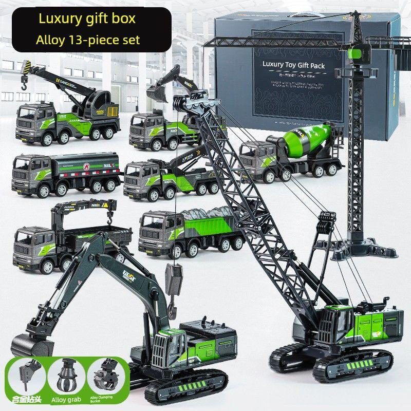 Детский набор инженерной техники из сплава Экскаватор Развивающие игрушки для мальчиков 2-4 лет 6 Кран Каток Бетономешалка