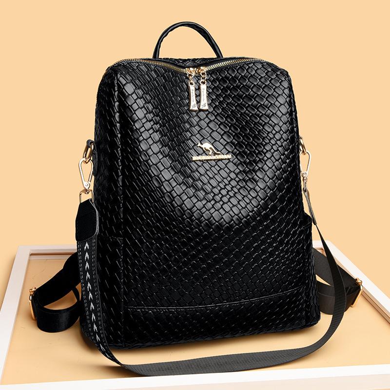 Рюкзак из мягкой кожи с плетеным узором для женщин, новый корейский стиль, модная женская сумка, женский рюкзак большой вместимости