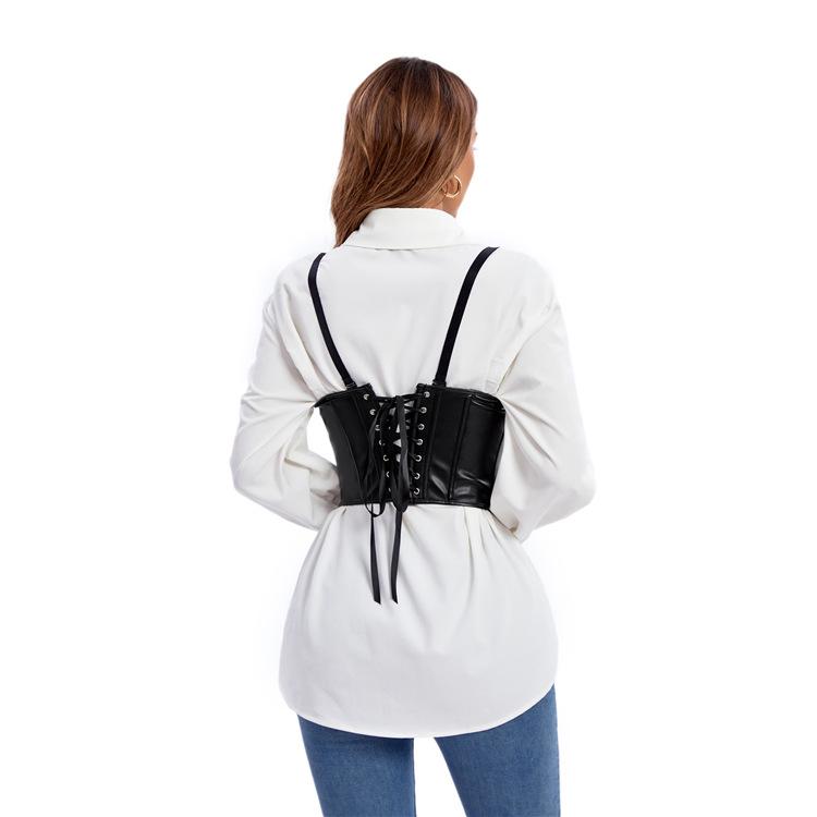 Кожаный корсет-майка с формированием фигуры и контролем живота