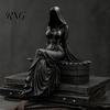 Matte Black Resin Ornament 3D Printed Reaper Goddess Figurine Ornaments, Dark Style Sculpture, Faceless Black-robed Statue Gothic for Desktop