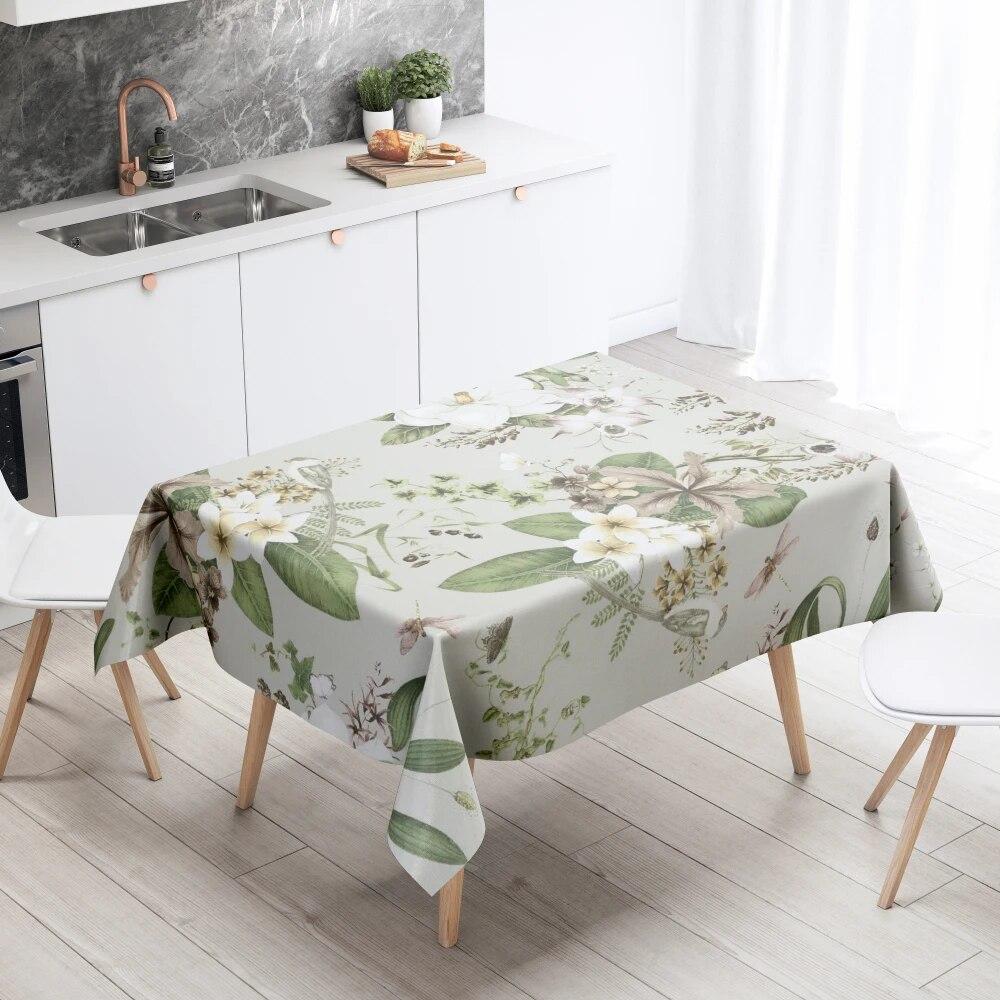 Цветочная скатерть для домашнего декора, устойчивая к пятнам, водонепроницаемая, украшение для стола, прямоугольная кухонная столешница для камина
