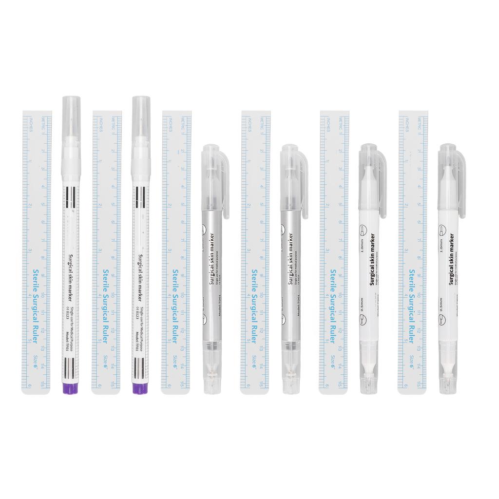 6 наборов маркеров для микроблейдинга, профессиональная подводка для бровей, маркер для татуировок, линейка позиционирования