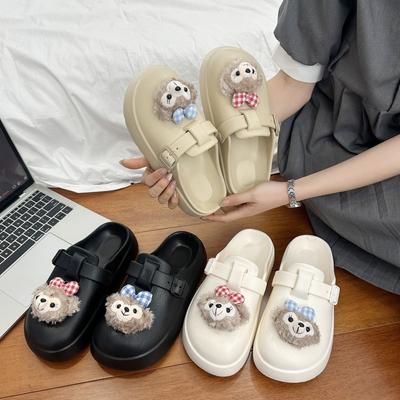 2025 весна и лето новые милые нескользящие на толстой подошве с закрытым носком полушлепанцы женская мода шлепанцы на одной педали женская уличная обувь