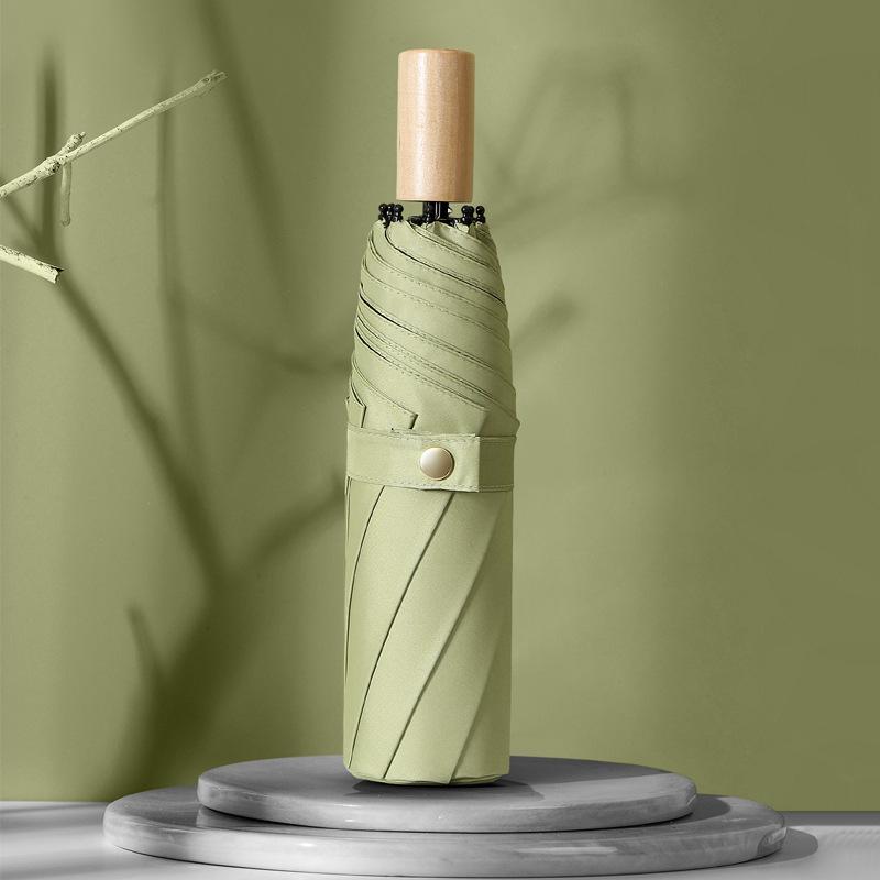 Новый простой зонт от солнца из винила с ручкой из массива дерева, тройной, анти-ультрафиолетовый зонт, реклама