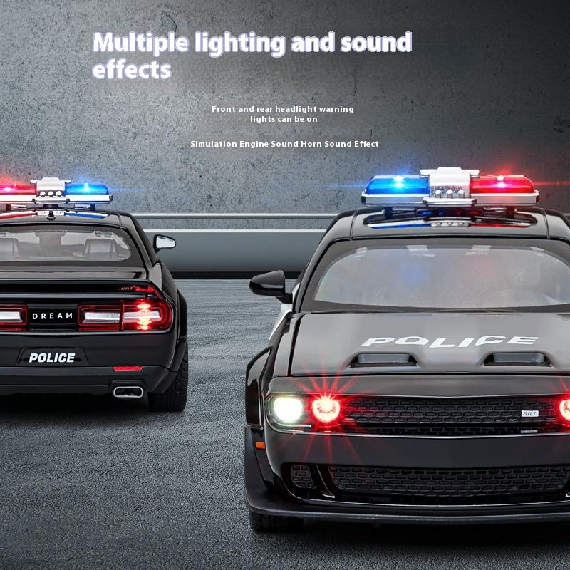 1/22 Dodge Challenger Redeye Hellcat Police Alloy Sports Car Diecast Модель Звуковая и световая игрушка Коллекционная витрина Украшение Подарки
