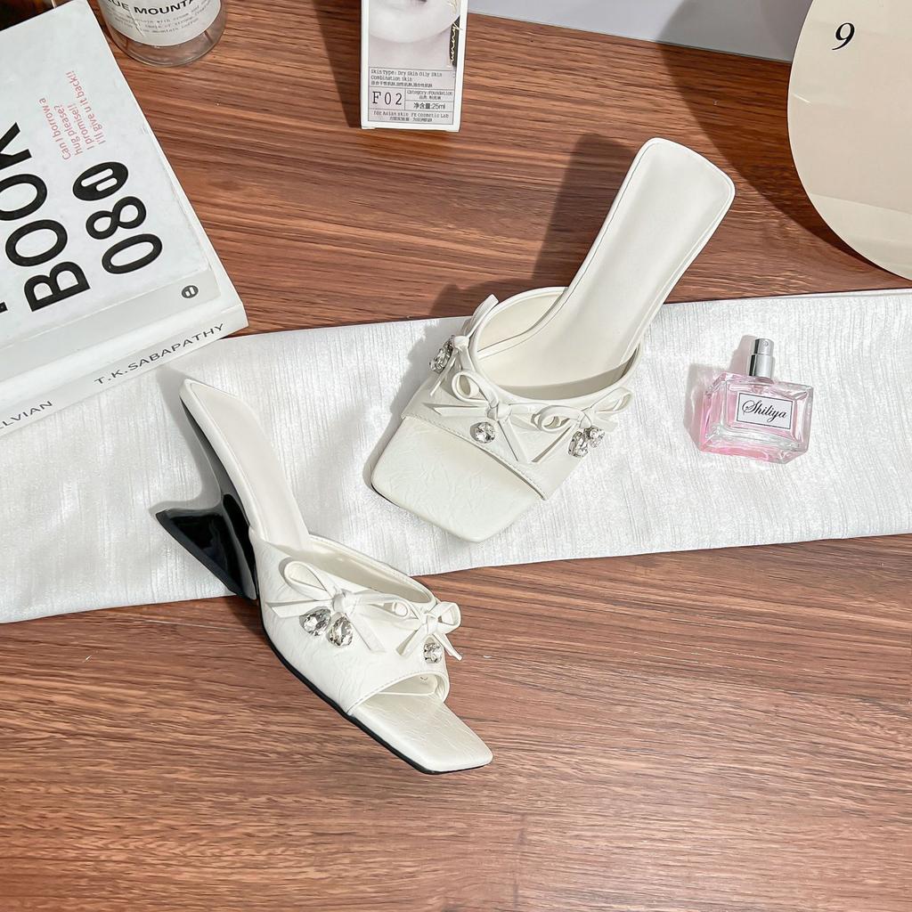 Summer New High-heeled Cool Slippers Women's High-end Thick-heeled Sandals Women's Summer Versatile Wedge Heels Women's Shoes Are Not Tired