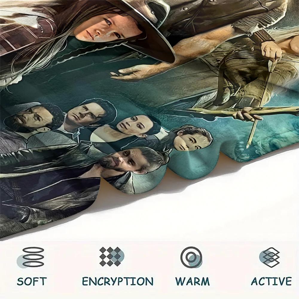 1 шт. Фланелевое одеяло с принтом «Ходячие мертвецы», Высокое качество, Для всех сезонов, Декор для дома, Тепло и уют, Идеально для рождественских подарков