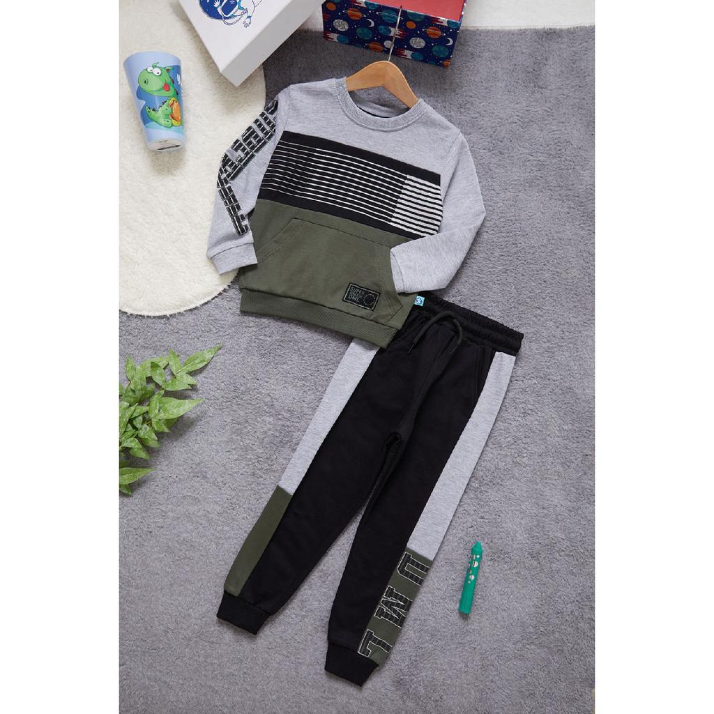 Спортивный костюм для мальчиков с текстовым принтом Kangaroo Pocket Orange Team 14987-1