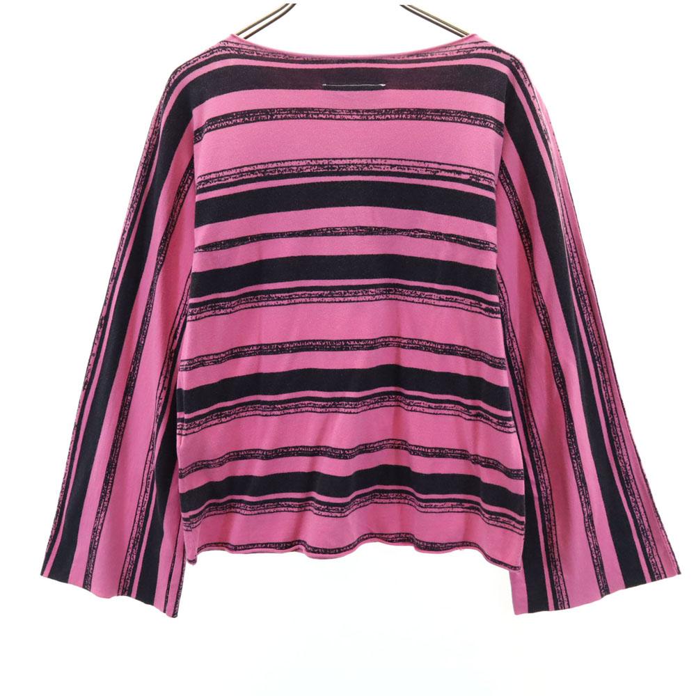 MM6 сделано в Италии Узор в полоску Длинный рукав Вырез лодочкой Крой Женский Б/у