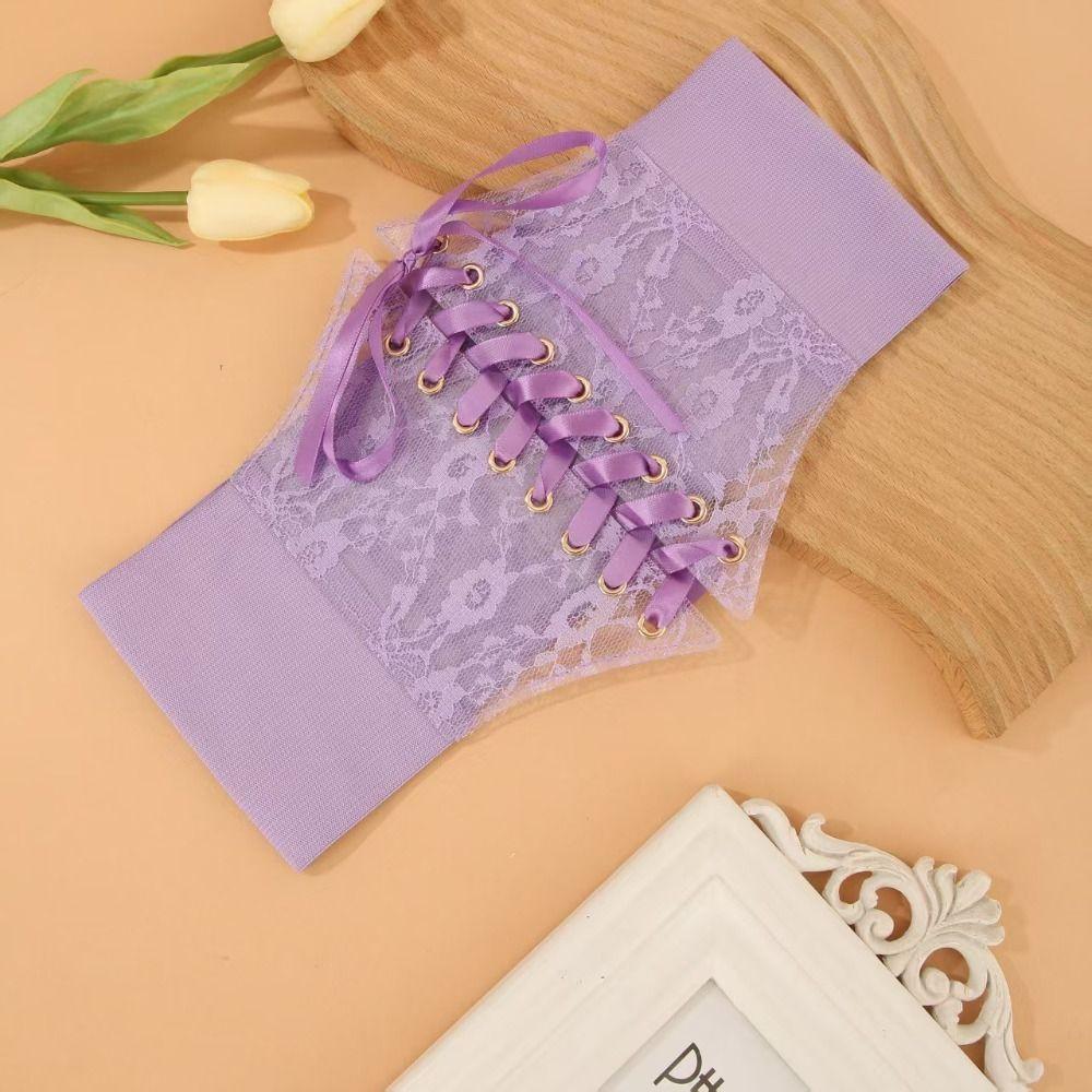 Transparent Lace Lace-up Corset Belt Flower Embroidery Women's Cummerbunds Special Occasions