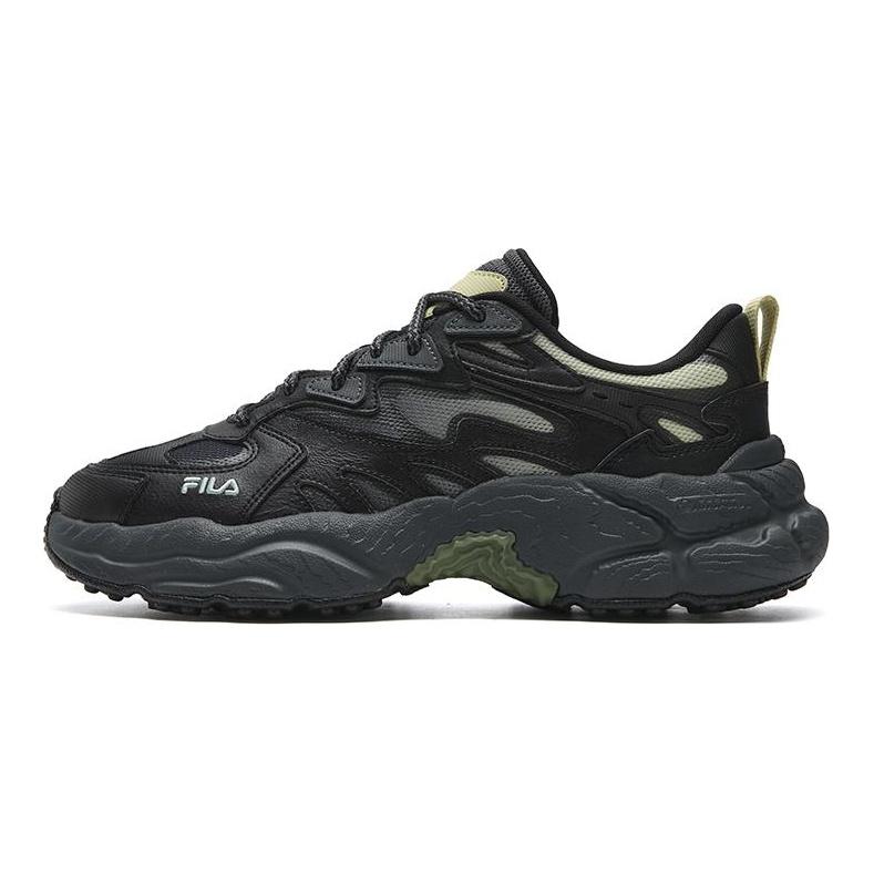 Fila FERN Устойчивые к истиранию, Дышащие, Легкие Низкие Кроссовки на толстой подошве Мужские Черный/Луково-зеленый F12M622118FFB