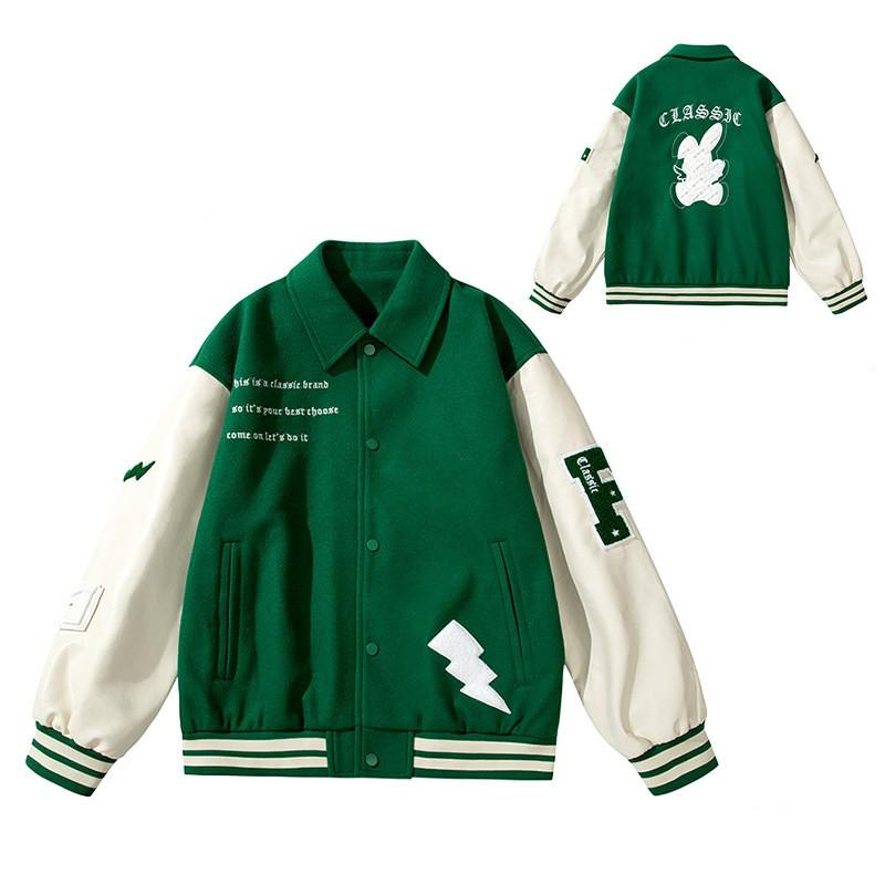 Мужская бейсбольная куртка с трехмерным рисунком, мужская модная шерстяная куртка с цветовым сочетанием, качественное флокирование